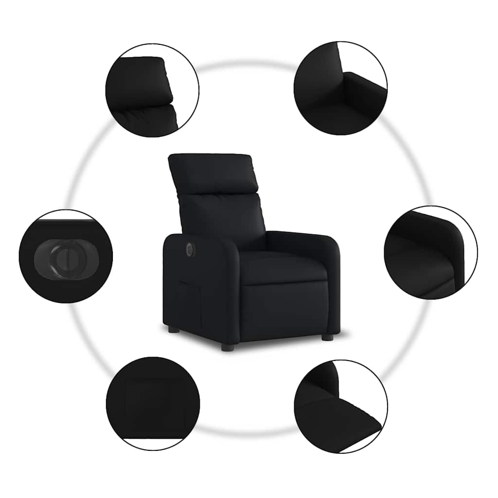 Electric Recliner Chair Black Faux Leather