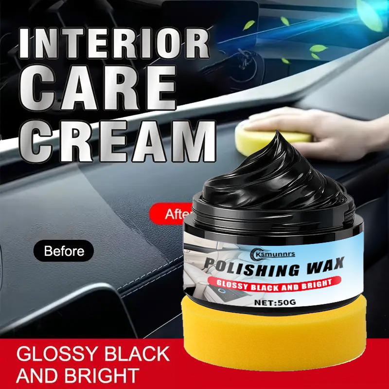 Interior Car Care & Exterior Plastic Restorer - Glossy Black Liquid Wax for Leather, Bumper, Wheels - Scratch Repair, Shine Enha