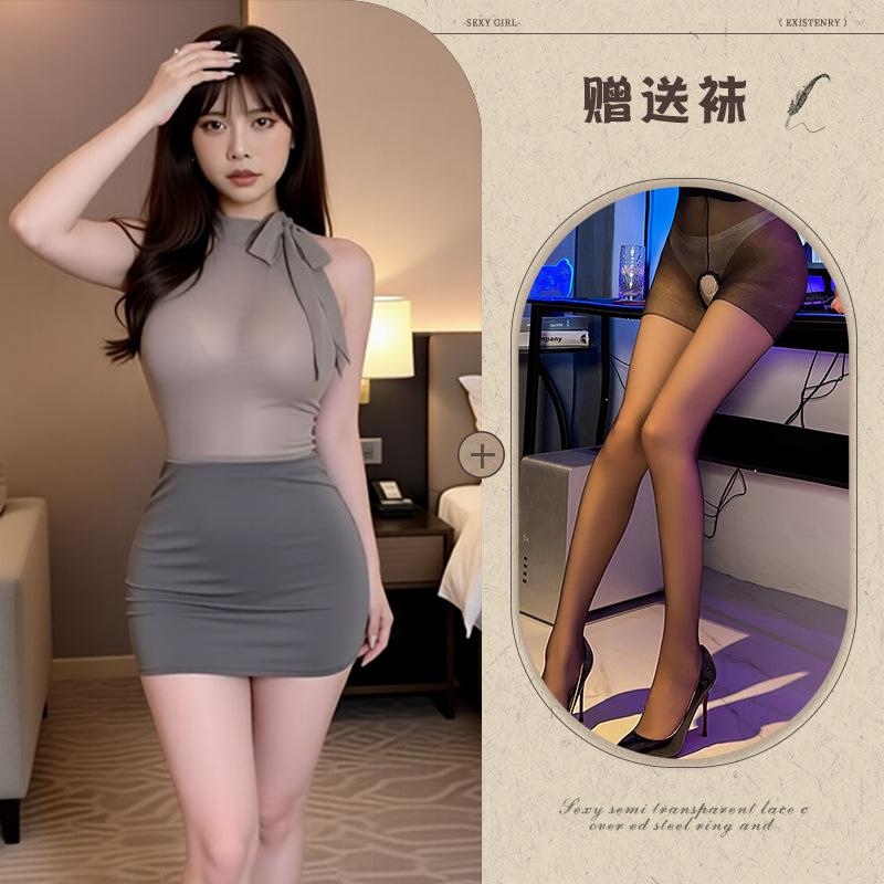 Love City Sex Underwear Sexy Seduction Secretary Hip Wrap Skirt Pure Flirting Uniform Perspective Suit Female