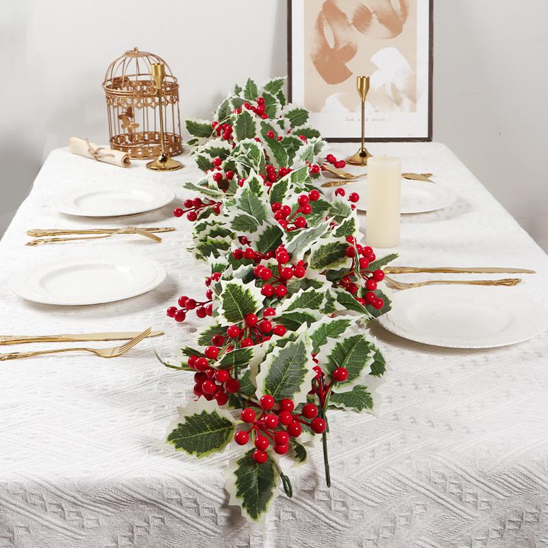 Christmas Simulation Red Fruit Vine With Artificial Pine Needles For Holiday Home Decor