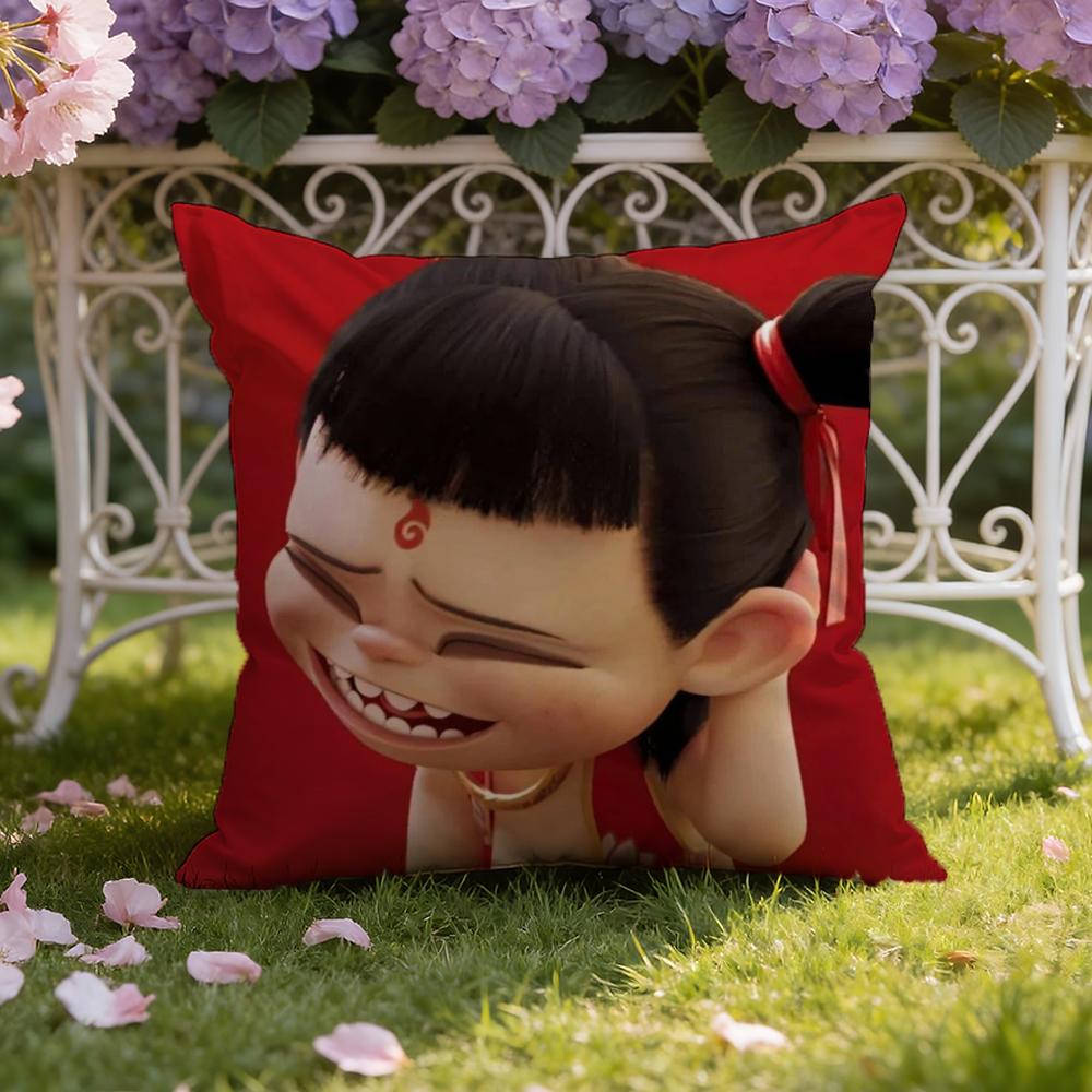 Animated Movie Nezha Cushion Cover Home & Car Dual-Scene Pillow Cover: Reversible for Premium Comfort