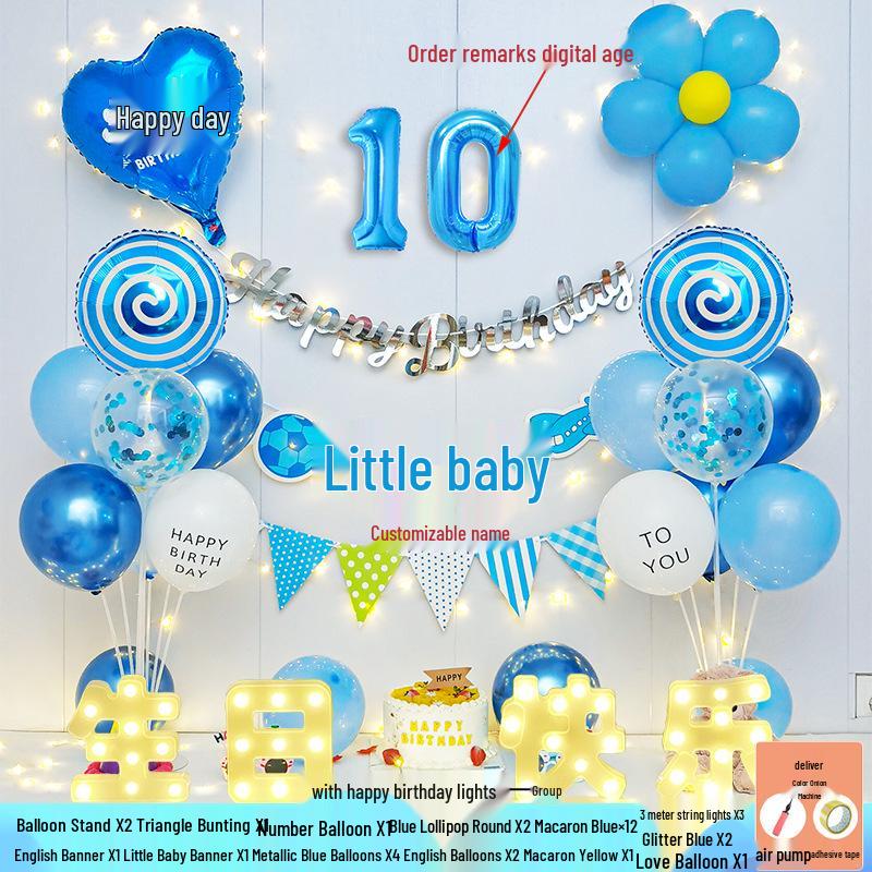 Happy Birthday Balloons for 7-8-Year-Old Girls - Home Party Decoration and Background Wall Decor