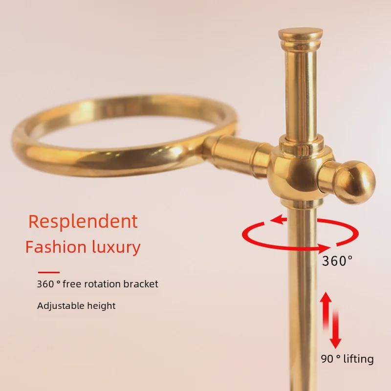 Adjustable Brass & Solid Wood Coffee Drip Rack with Japanese Filter Cup Holder