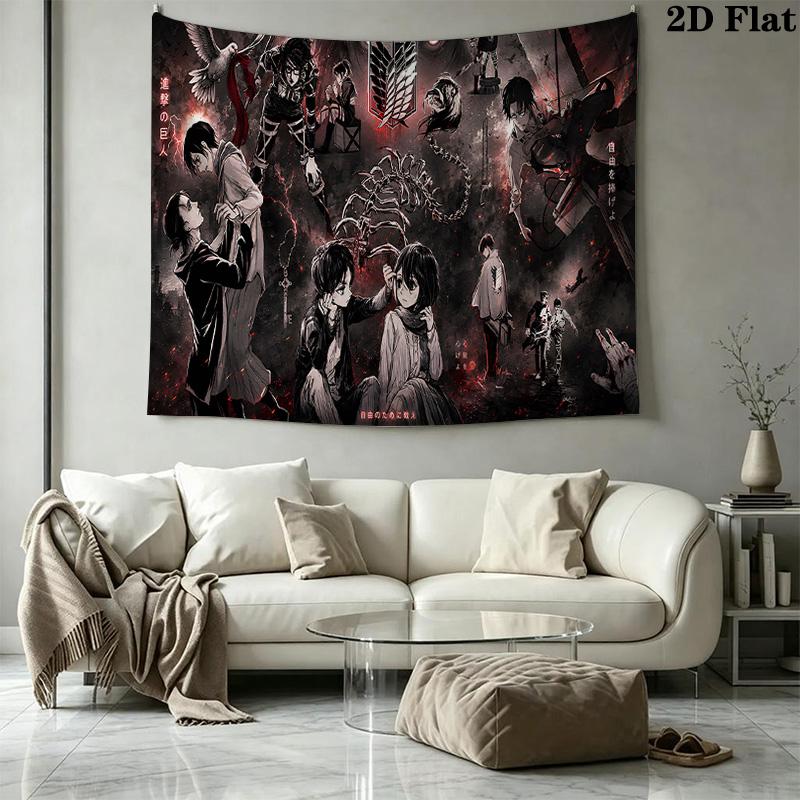 Anime Titan Attack Wall Tapestry Aesthetic Wall Hanging Printed Fabric Blanket Decorative Tapestries for Bedroom Living Room Home Decor
