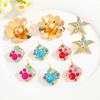 Diamond-set Starfish Earrings, Colorful Rhinestone Fashion Light Luxury Earrings, High-end Flower Simple Stud Earrings, Women