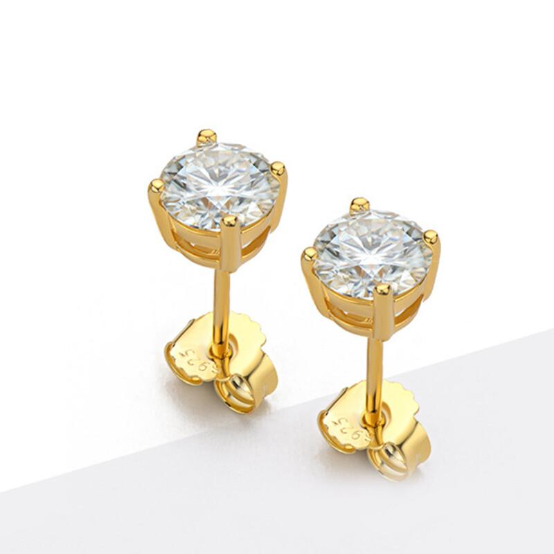 

Простые круглые серьги-пусеты из 18-каратного золота с цирконами AAA для женщин, свадебные украшения для вечеринок