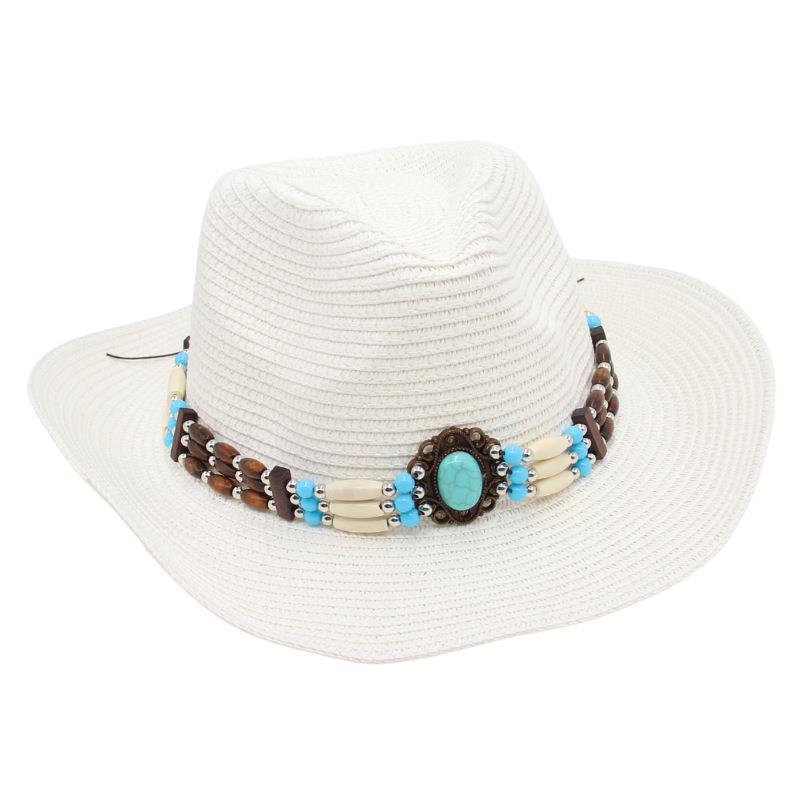 Spring And Summer Sanya Beach Hat Seaside Western Cowboy Straw Hat Ethnic Style Sun Protection Visor Jazz Hat Breathable