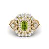 6X4MM Cushion Peridot Gemstone 925 Sterling Silver Gold Plated Solitaire Halo Women Engagement Ring