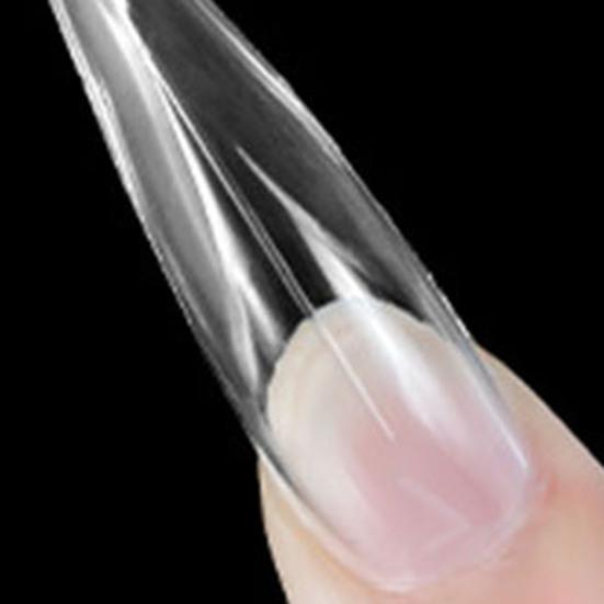 140 Pcs Stiletto Fake Nails Press On Clear Fake Fingernails Nail Extension False Nails Pre-shape Nail Tips for Full Cover Nail Art DIY Salon