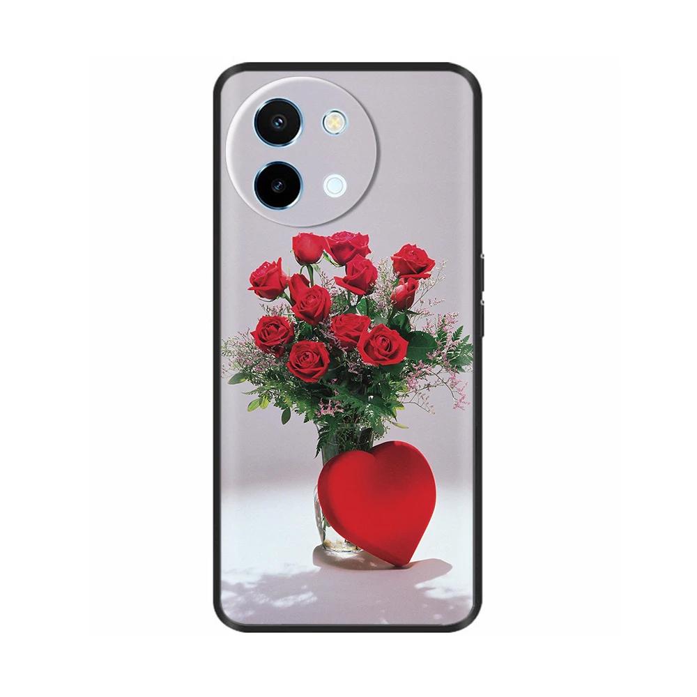 For Vivo Y38 5G Phone Case Cute Fashion Heart Flowers Cases For Vivo Y18 Soft Silicone Bumper Cover For Vivo Y18E Fundas Shells