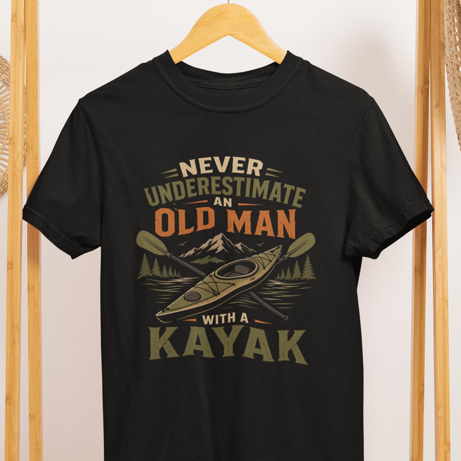 Old Man Kayak T-Shirt, Funny Paddling Lover Tee, Outdoor Adventure Shirt XL