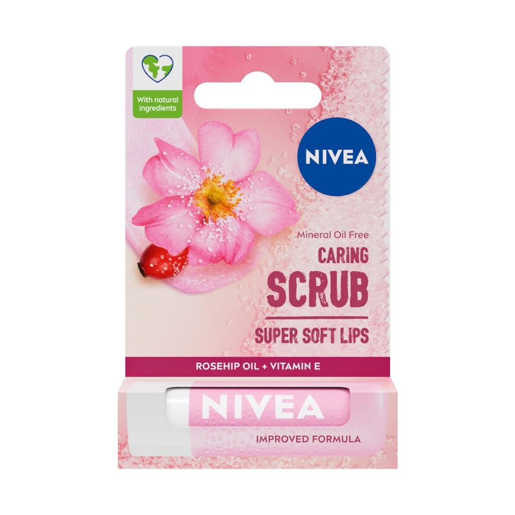 Nivea Wild Rose Lip Exfoliating Scrub with Smoothing Benefits, 4.8g