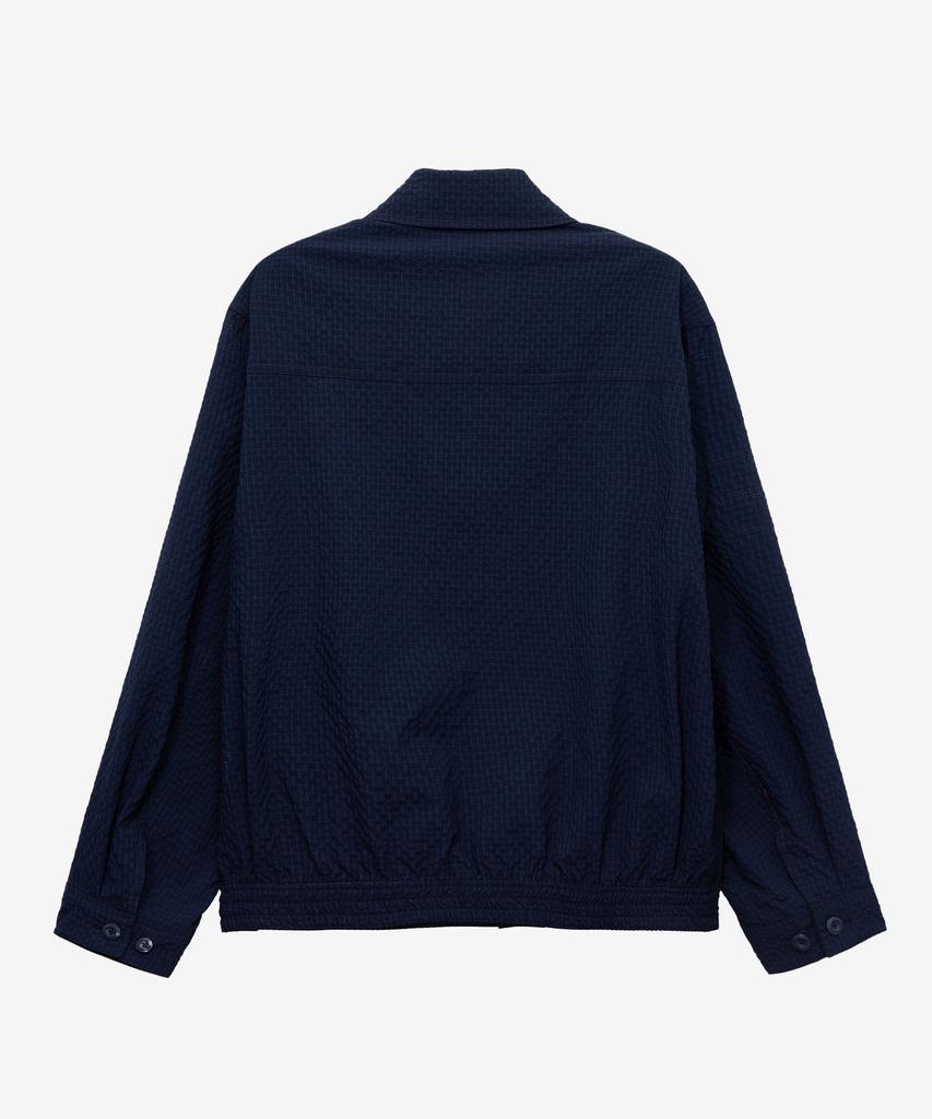 Mindbridge [Couture] Navy Two-Tone Seersker Oversized Trucker Jacket