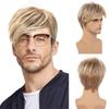 Men's Fashion Textured Short Wig, Golden Blonde Layered High-Temperature Fiber Hairpiece