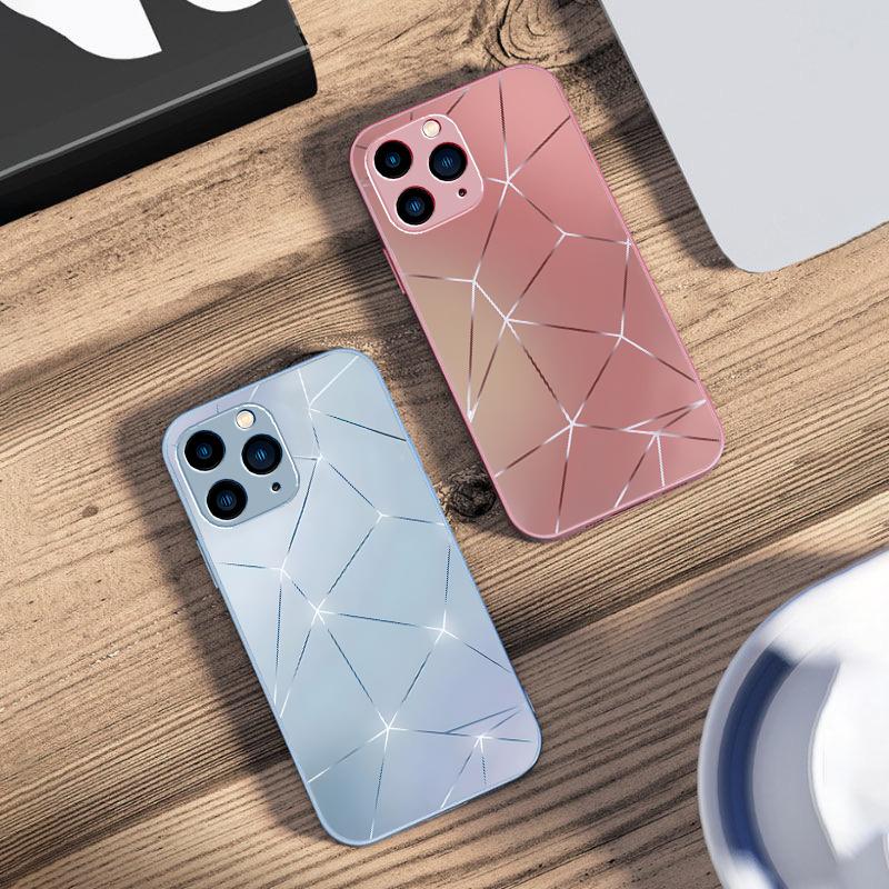 Custodia per telefono in Vetro Temperato Lingge Dazzling Light Per IPhone 16 Pro Max 15 Pro 14 13 12 Mini 11 XS Max XR 7 8 Plus SE 2022
