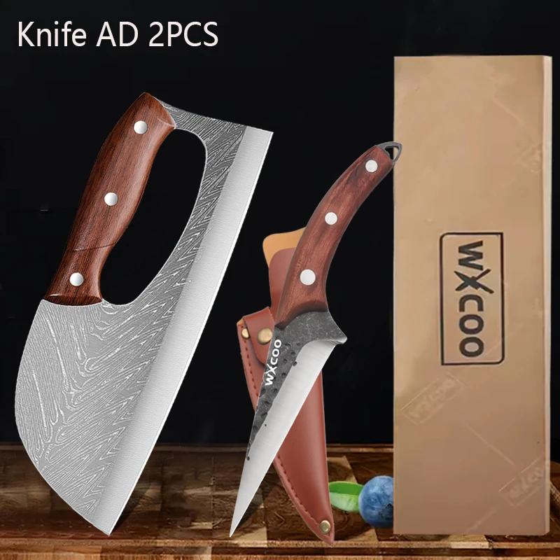 WXCOO Multifunctional Vegetable Cutting Knife Stainless Steel Kitchen Fruit Slicing Meat Cleaver Labour-saving Chopping Knife