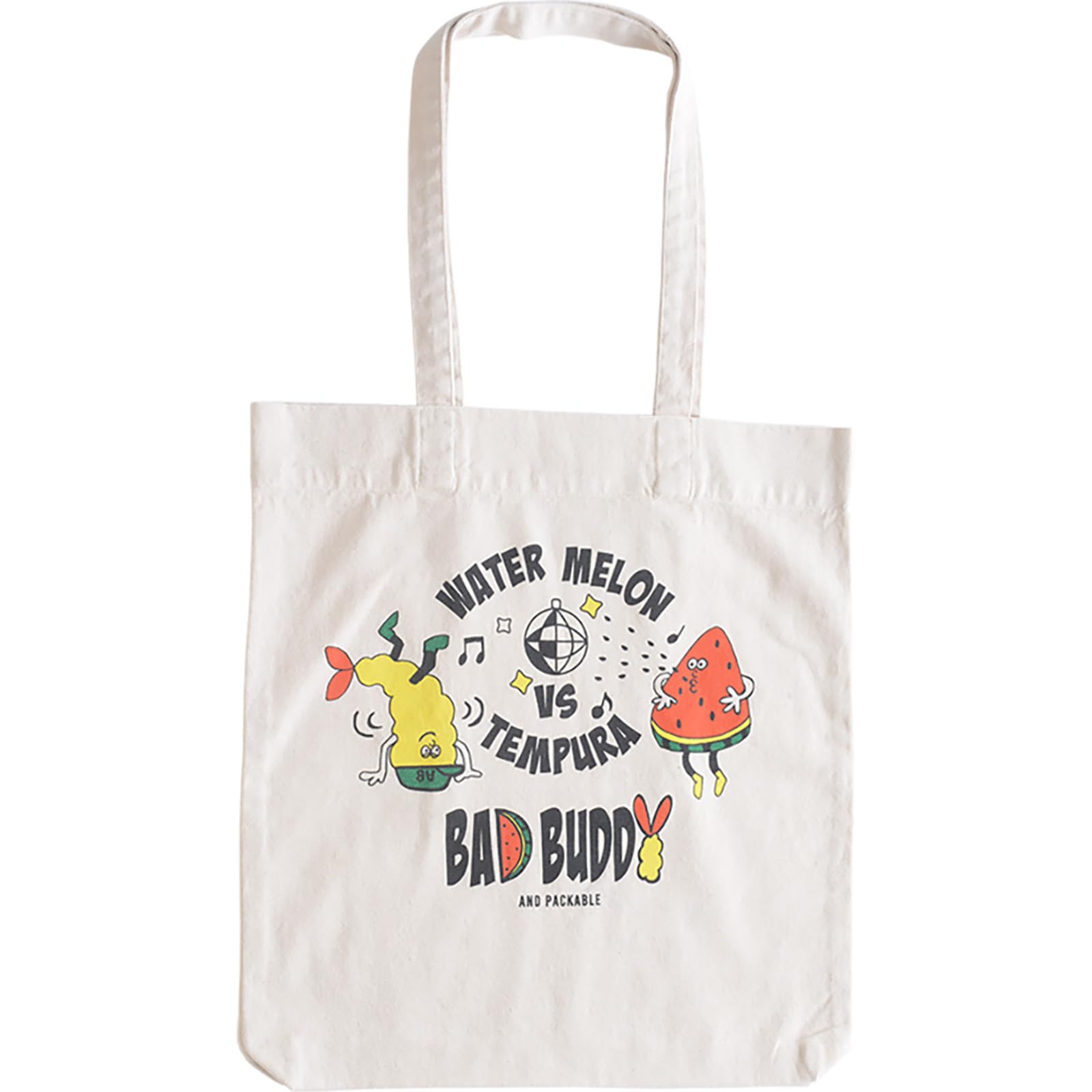 

AND PACKABLE Twill Tote Bag, Eco Bag, Sub-Bag, Cloth Bag, Approx. 37 x 40 x 5cm, Tempura VS Watermelon, White, 67354