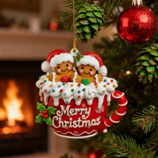 Gingerbread Man Christmas Ornament Resin Hanging Decor for Tree & Home Festive Cookie Figurine for Xmas Decorations