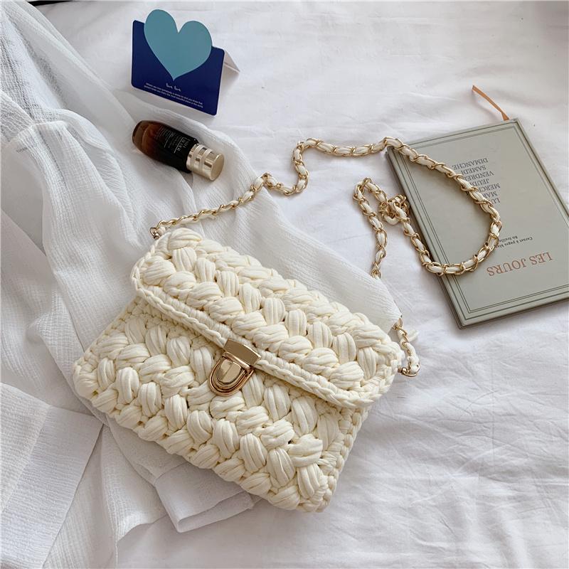 Bolsas de Mão Femininas da Moda Bolsa de Tecido Alça de Crochê Casual Ombro Transversal Clutch