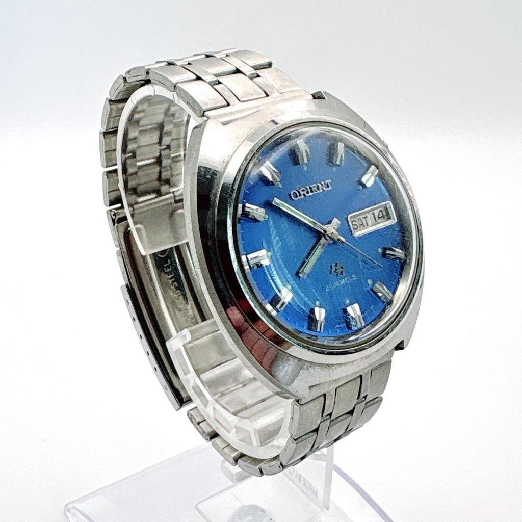 Used [Imovable Item] ORIENT 21 Stone Automatic Winding Day Date Blue Dial Men's