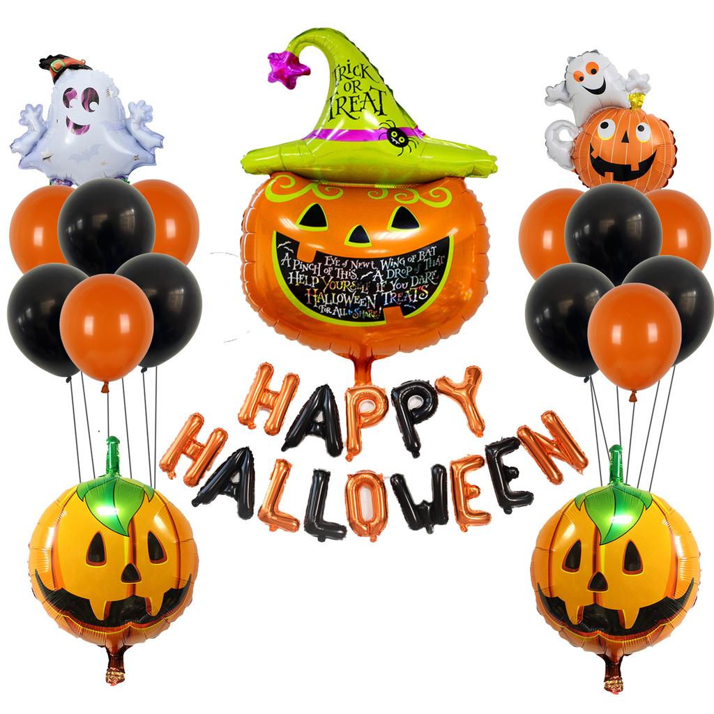 Halloween Modellier-Aluminiumfolien-Ballon-Set, Fledermaus Spinne Kürbis Geist Party Dekorationsarrangement