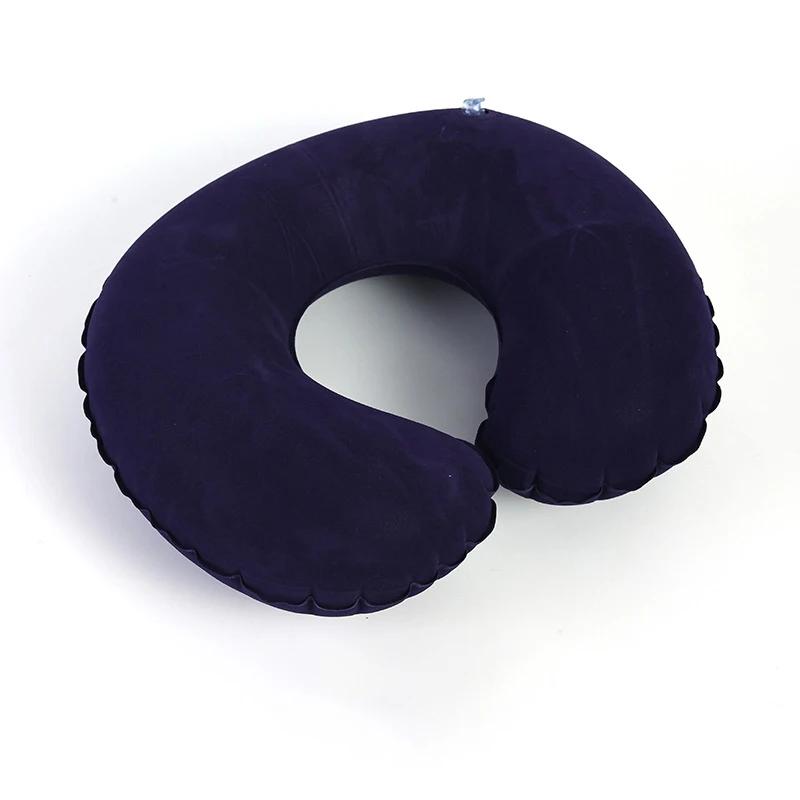 Travel Inflatable C-shaped Pillow for Car Airplane, Portable U-shaped PVC Plush Neck Pillow
