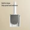 1 Pack Silicone Flexible Toilet Brush Flexible Silicone Toilet Brush Set, Wall Mounted Bathroom Cleaning System with Plastic Holder