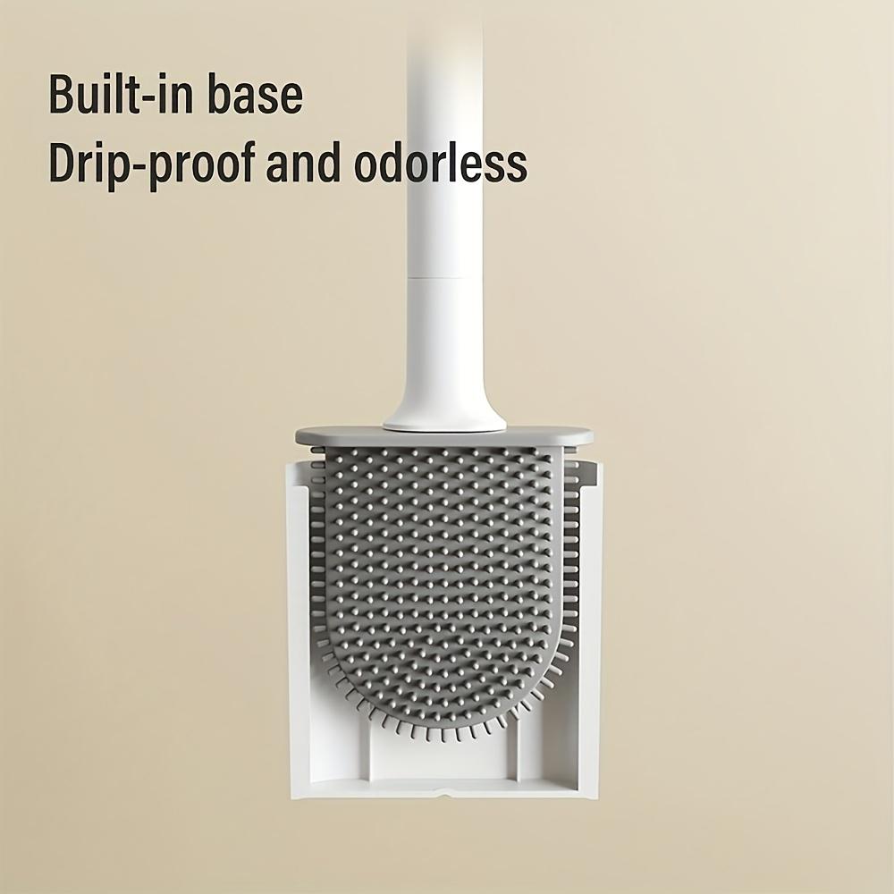 1 Pack Silicone Flexible Toilet Brush Flexible Silicone Toilet Brush Set, Wall Mounted Bathroom Cleaning System with Plastic Holder