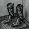 Fashion New Winter Fashion High Tops Embroidery Pattern Western Cowboy Boots For Men's Casual Luxury Brand High-top Shoes Zapatos Hombre