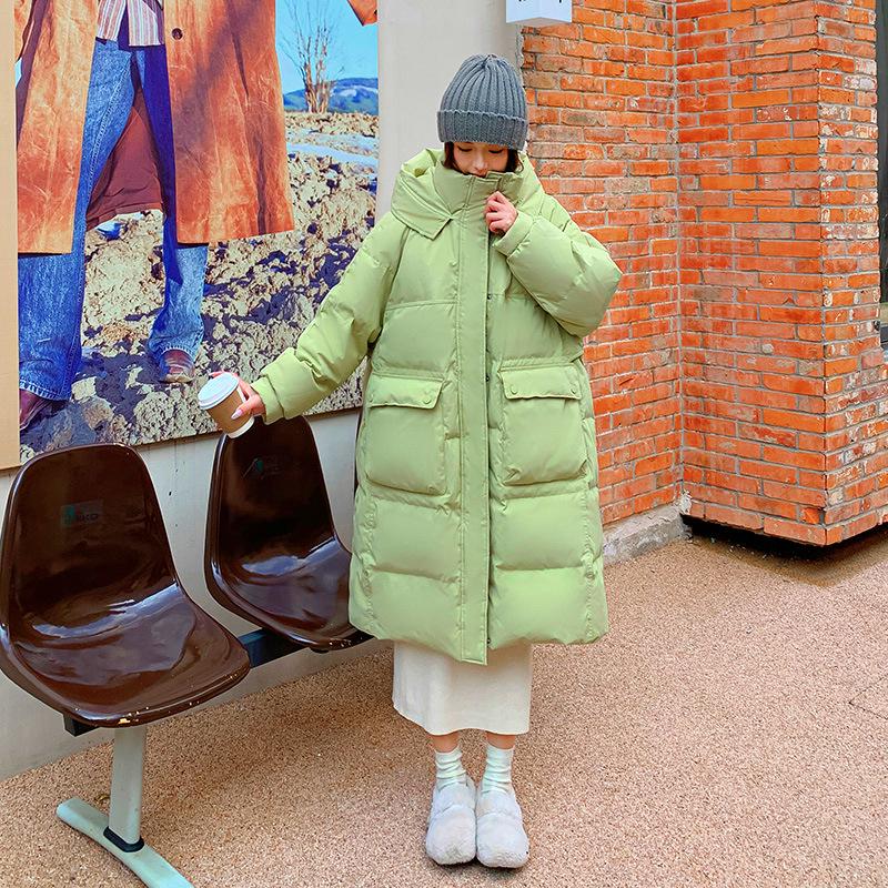 Plus Size Long Down Jacket for Women with Fur Collar and Hood, 300 Jin Capacity