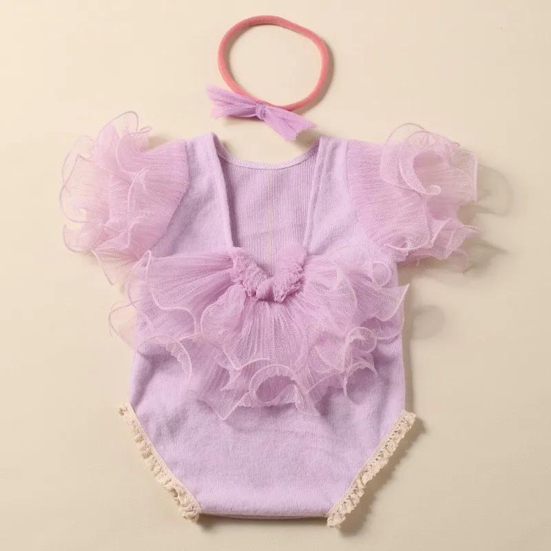 Newborn Day Photography Clothing Baby Bow Dress Photography Clothing Set Baby Handmade Knitwear Growth Souvenir