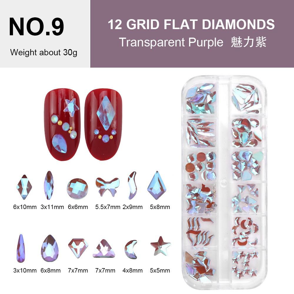 Electroplated Flat-Bottomed Nail Art Jewelry Glass Special-Shaped Rhinestone Set Nail Decoration Diy Jewelry Accessories