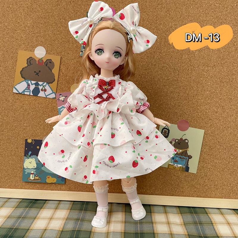 Bjd Dukker 30cm Anime Dukke Fullt Sett 1/6 Bjd 23 Ledd Bevegelig Kropp Med Skjørt Hatt Hodeplagg Jenter Kle På DIY Leker Reborn Kawaii