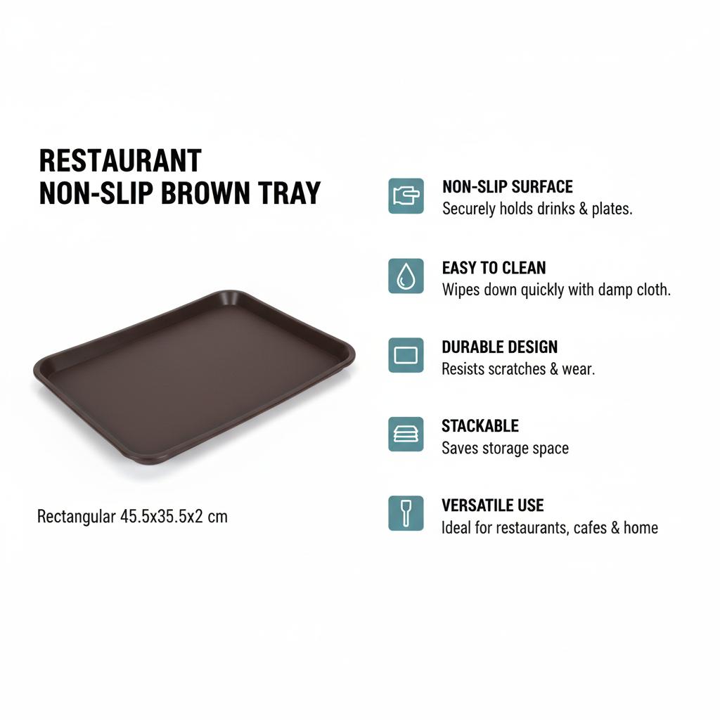 CARNIVAL WAITER'S TRAY ANTI-SLIP BROWN RECTANGULAR 45.5×35.5×2cm