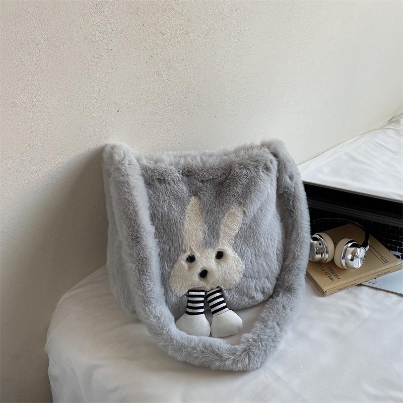 Cute Rabbit Plush Crossbody Bag for College Students - Large Capacity, Perfect for Autumn and Winter