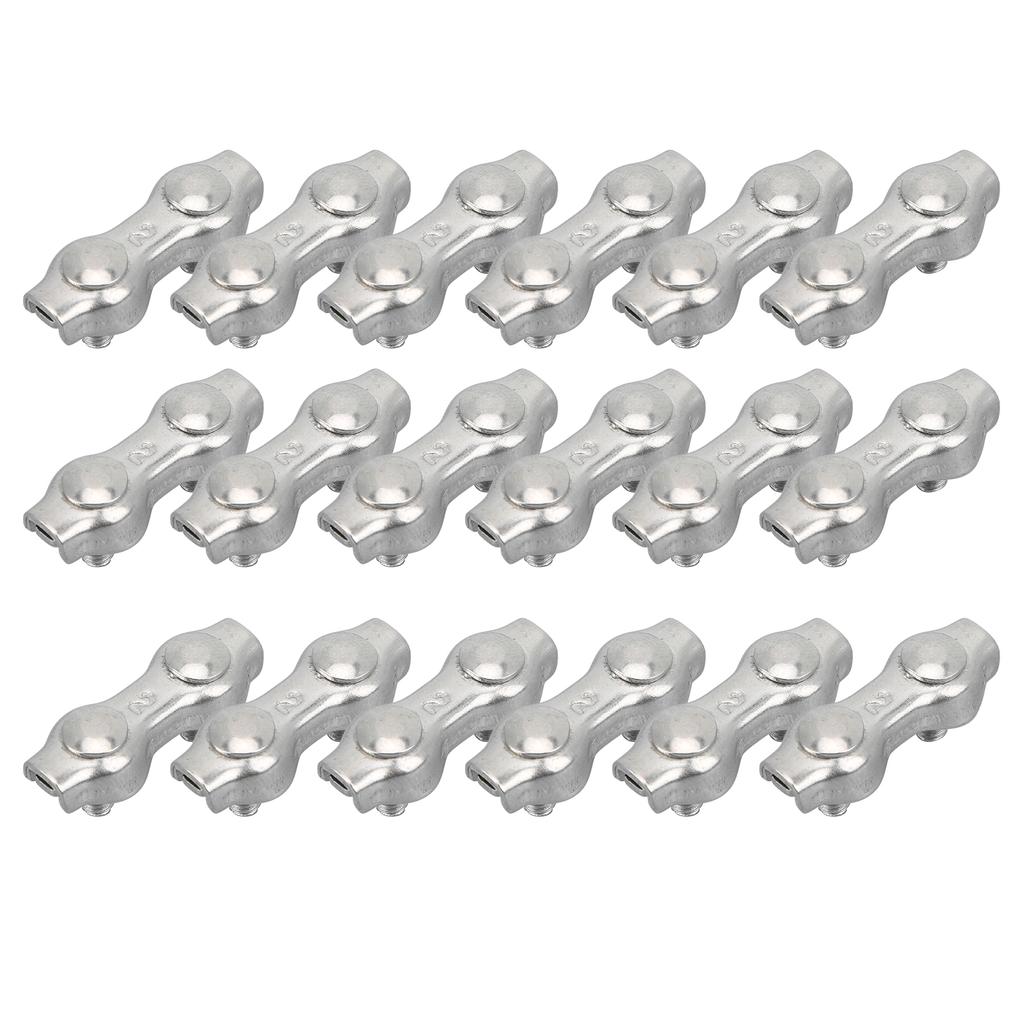 18pcs M2 Duplex Wire Rope Clip Cable Clamps Stainless Steel Duplex 2‑Post Cable Clamp