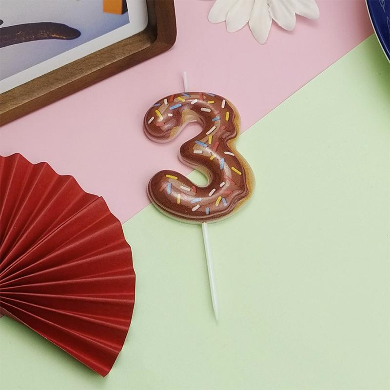 Cute 0-9 Number Candles for Kids Girl Birthday Cake Donut Decor Digital Candle  Cake Topper Wedding Anniversary Party Decor