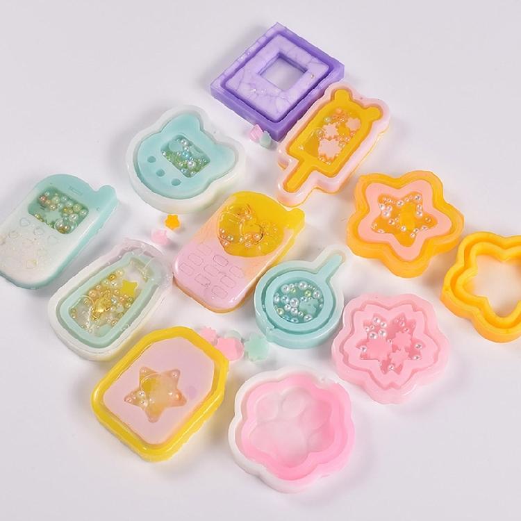 Geometry Flower Ornament Mold DIY Keychain Pendant Jewelry for Keychain Decor