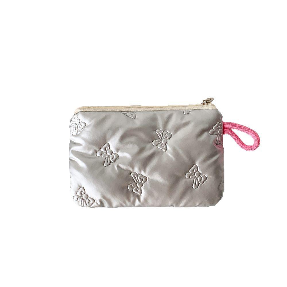 Silver Shiny Makeup & Accessory Bag: Compact and Cute for Earphones, Cables, Coins