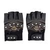 PU Leather Skull Punk Black Driving Motorcycle Biker Fingerless Tactical Gloves Mens Womens Gloves