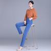 Straight Leg Stretch Jeans Women's High Waist Slimming Middle-aged Women Slim Casual Pants