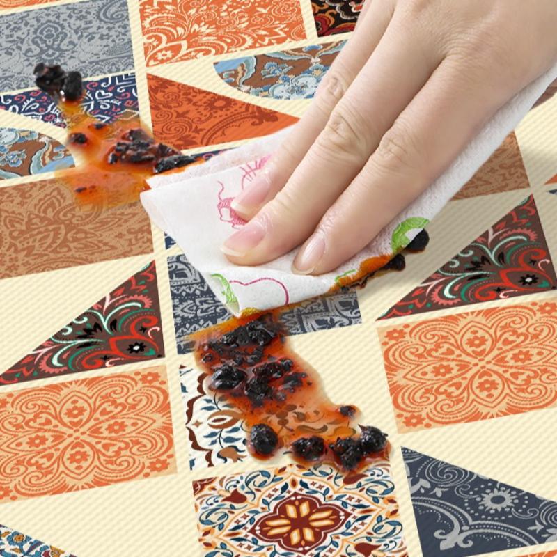 Ethnic Style Waterproof Tablecloth Family Gathering Oil Proof Wash Free Dining Table Mat Easy To Maintain Thick Anti Slip Desktop Protective Cover