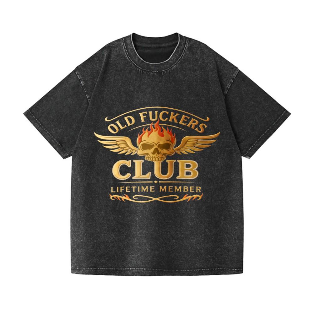 Unisex Vintage Washed Old F*ckers Club Oversized T-Shirt Biker Streetwear Tee S