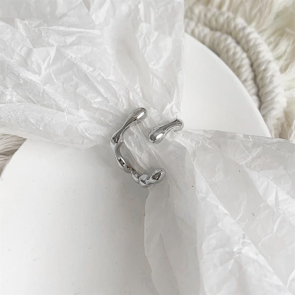 INS Minimalist Silver Color Irregular Wrinkled Surface Finger Rings Creative Geometric Punk Opening Ring for Women Girls Jewelry