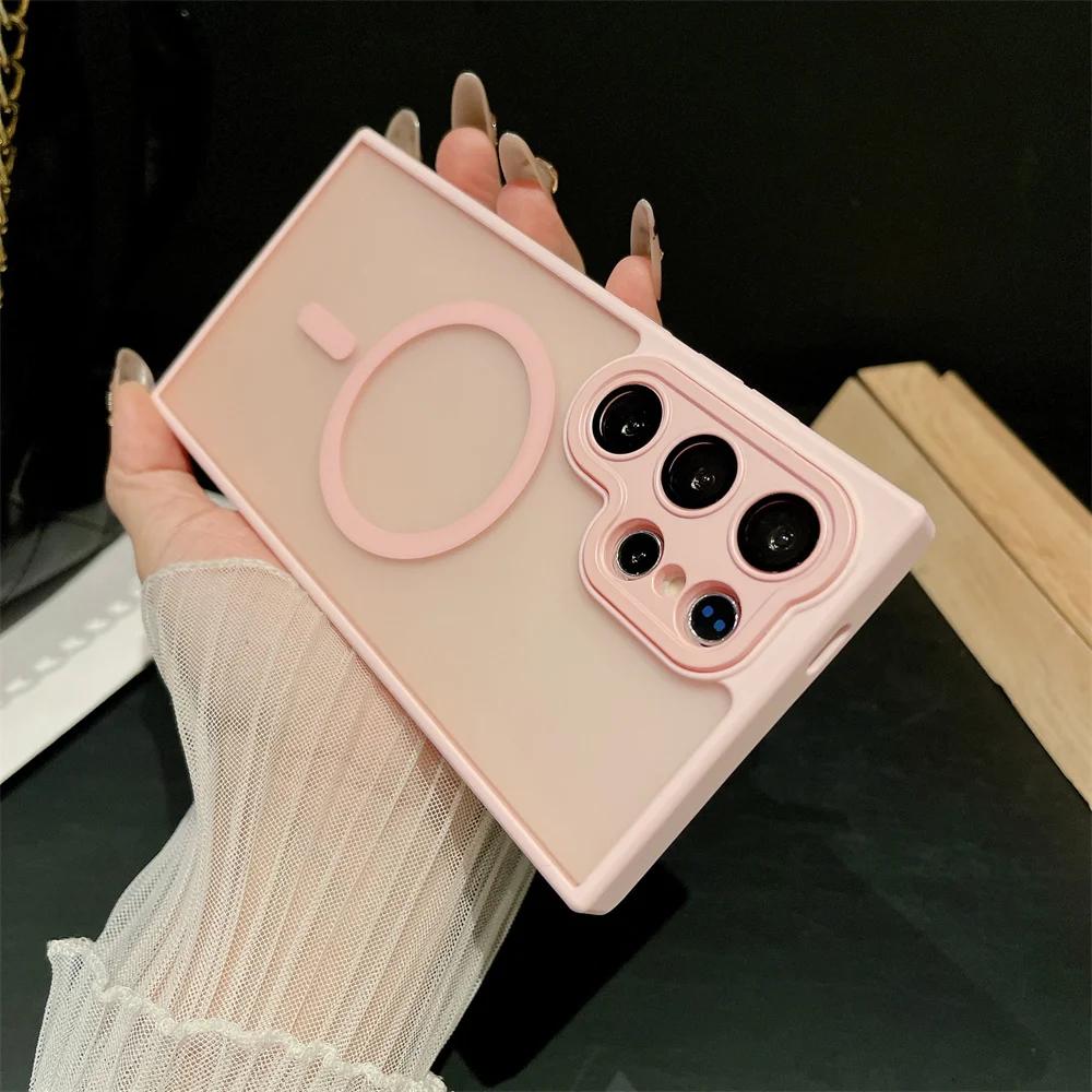 Luxury Translucent Case For Samsung Galaxy S26 S25 S24 S23 Ultra Plus FE Magnetic Wireless Charge Armor Shockproof Cover