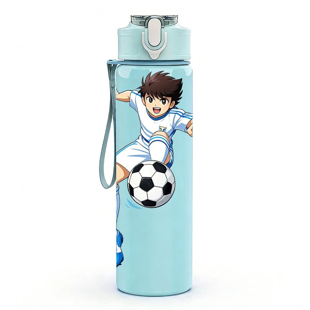 1PC Boy Soccer Player Sport Print 750ml Color Plastic Sports Water Bottle Leakproof Flip Straw Lid Suitable for Sports Office Home Use