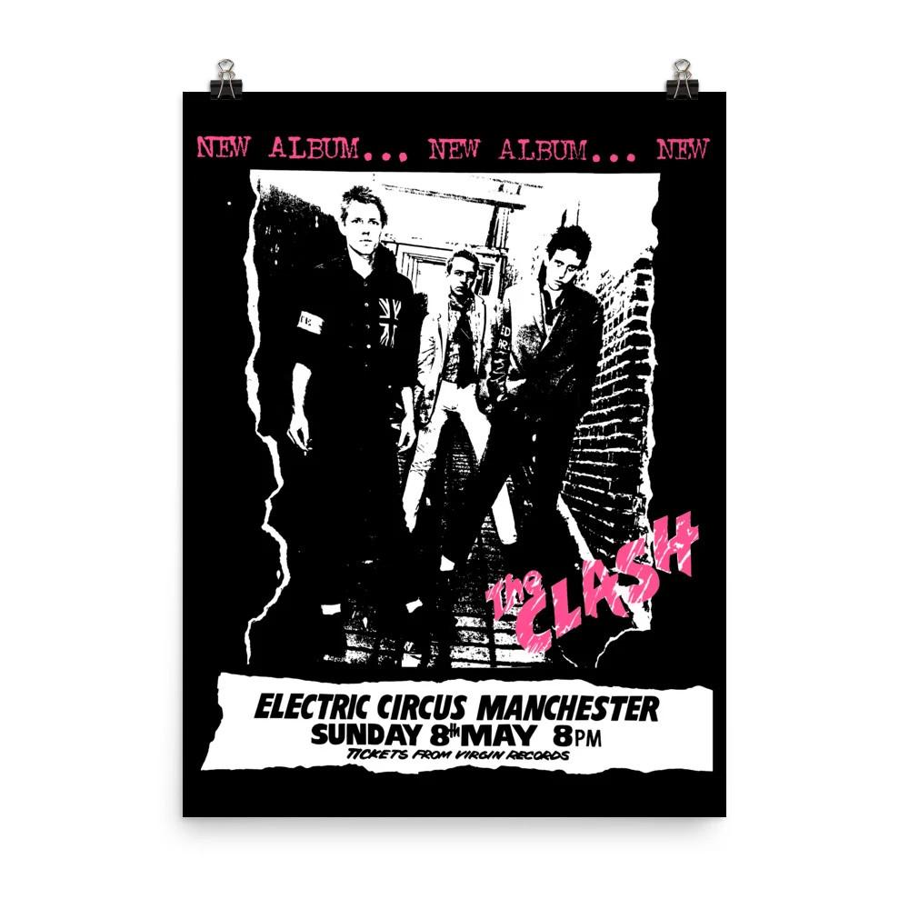 

THE CLASH MANCHESTER ELECTRIC CIRCUS 1977 UK Concert Poster Unisex T-Shirt XXL