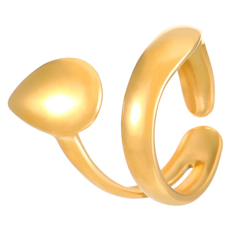 

Stainless Steel White Dripping Oil Open Rings for Women Fashion Gold Color Geometric Adjustable Finger Rings Zircon 2024 New