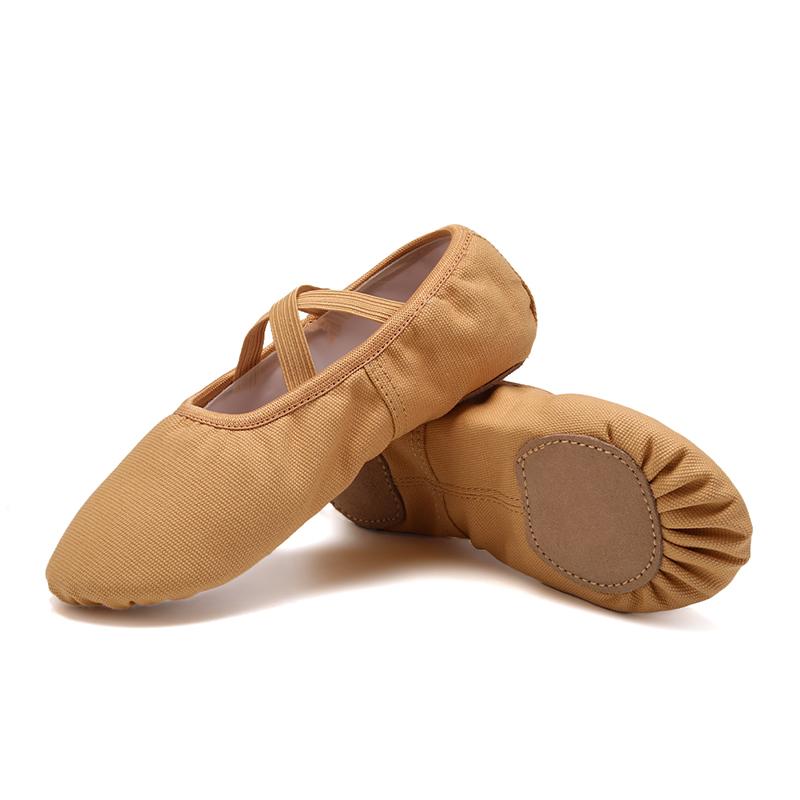 

Детские балетки для девочек и взрослых, танцевальные туфли на плоской подошве, дышащая парусиновая обувь с мягкой подошвой для занятий танцами 41 коричневый