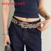 Bohemian Leopard Print Leather Belt For Women With Alloy Buckle For Casual Wear